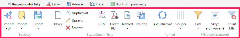 Tlačítko Nový