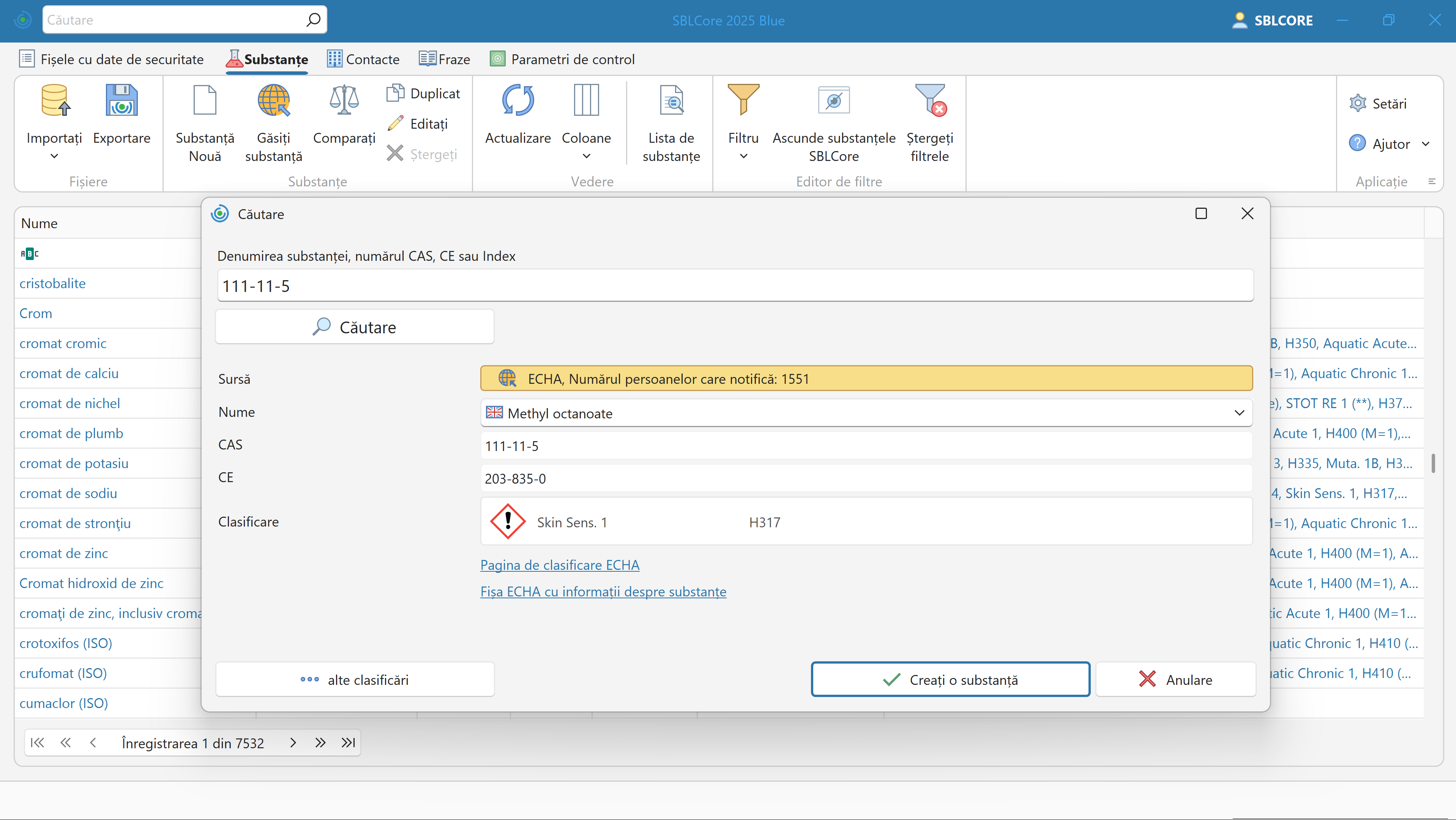 Baza de date cu substanțe