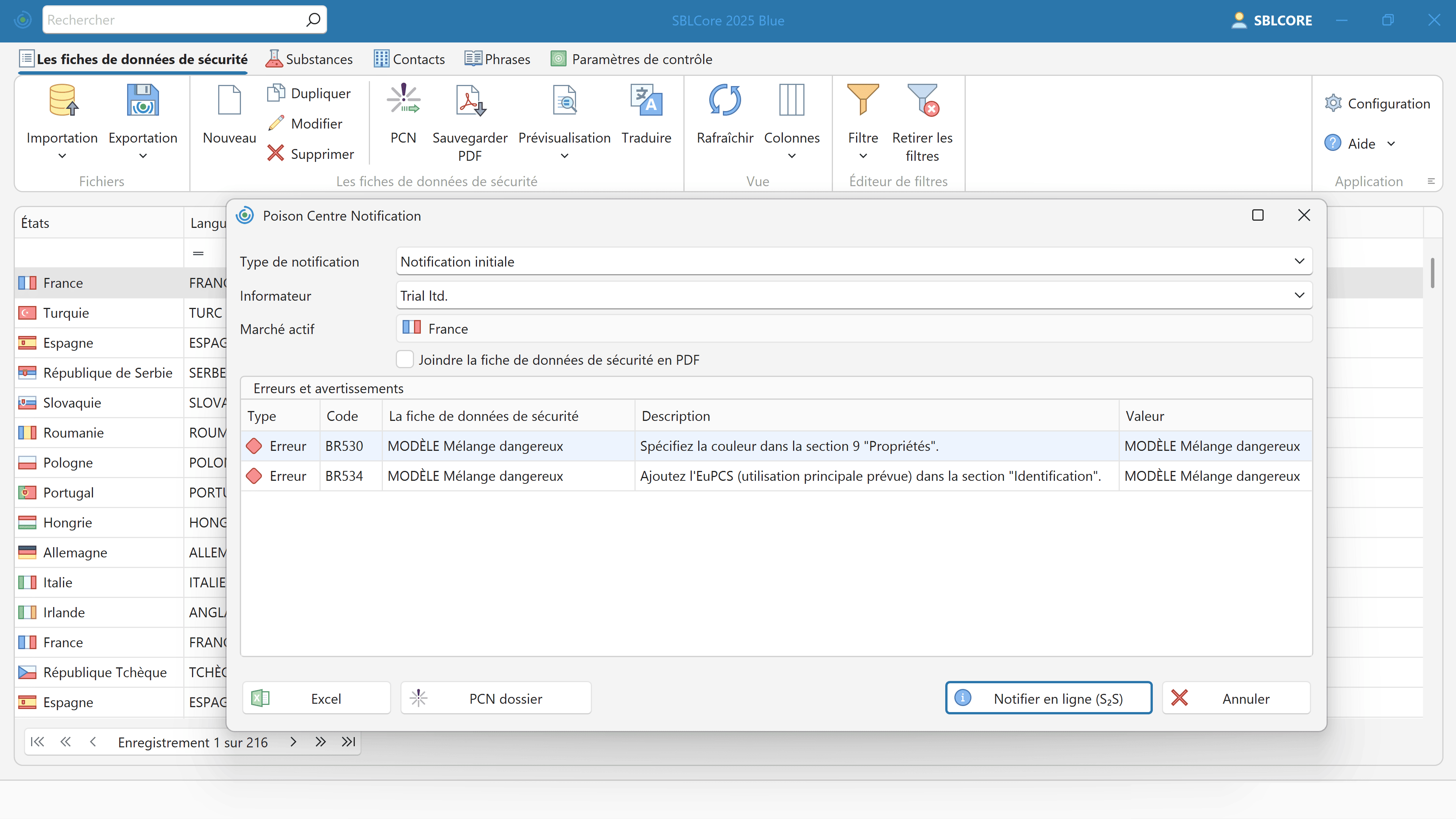 Notification PCN et code UFI