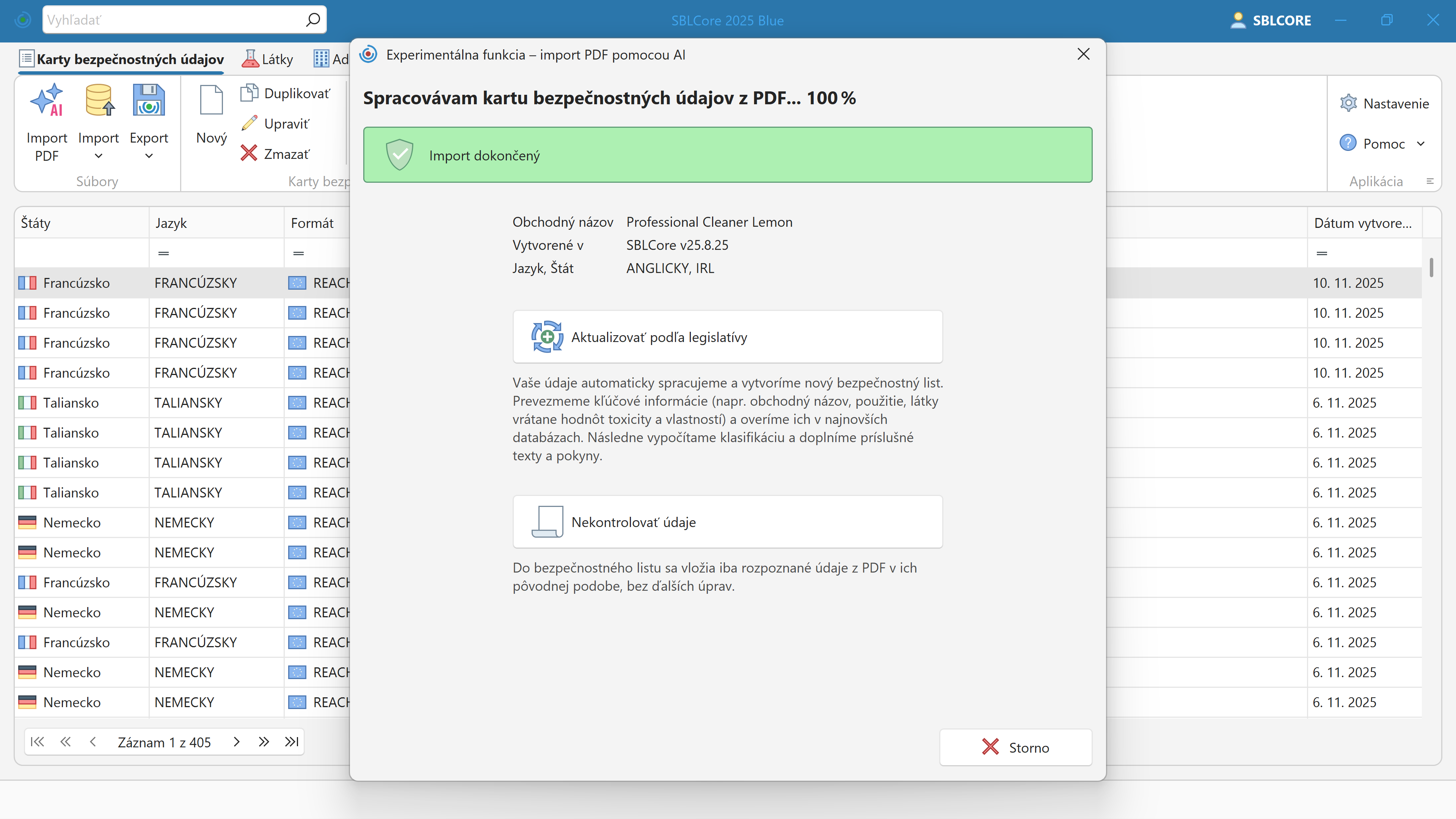 Import SDS s využitím AI